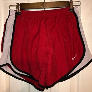 Red nike shorts